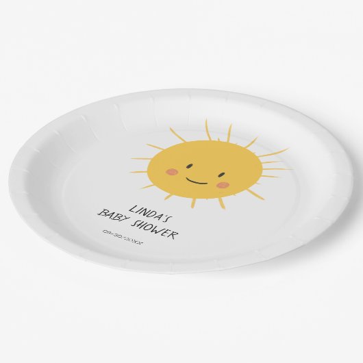 Whimsical Sun Baby shower Papieren Bordje (Gekanteld)