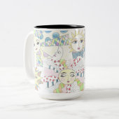 Whimsical sun collage Two-Tone koffiekoffie-mok Tweekleurige Koffiemok (Voorkant links)