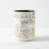 Whimsical sun collage Two-Tone koffiekoffie-mok Tweekleurige Koffiemok (Center)