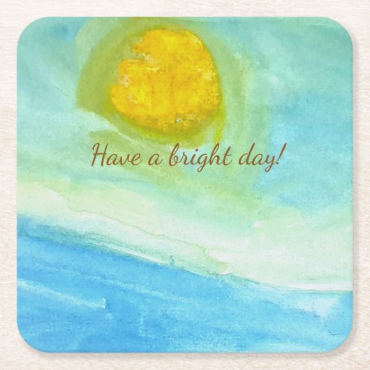 Whimsical Sun Watercolor "Have a Bright Day" Kartonnen Onderzetters (Voorkant)