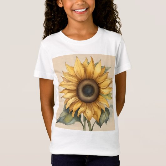 Whimsical Sunflower, Sunflower, Adorable Sunflower T-shirt (Voorkant)
