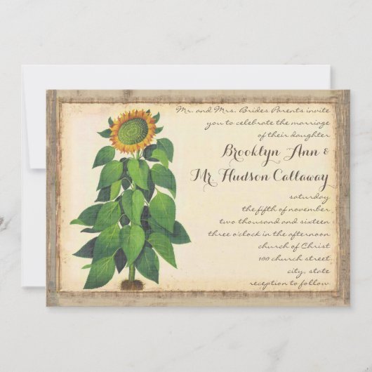 Whimsical Sunflower Weddenschap Ivory Kaart (Voorkant)