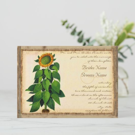 Whimsical Sunflower Weddenschap Ivory Kaart (Staand voorkant)