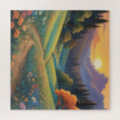 Whimsical Sunset Hills Kleurrijk landschap Legpuzzel (Horizontaal)