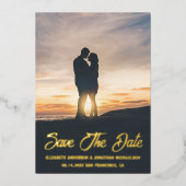 Whimsical Sunset Photo Wedding Save the Date Folie Uitnodiging (Voorkant)