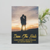 Whimsical Sunset Photo Wedding Save the Date Folie Uitnodiging (Staand Voorkant)