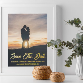 Whimsical Sunset Photo Wedding Save the Date Folie Uitnodiging