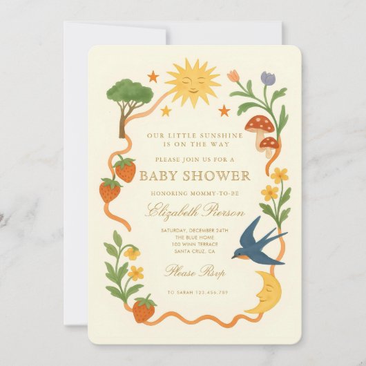 Whimsical Sunshine Baby shower Kaart (Voorkant)