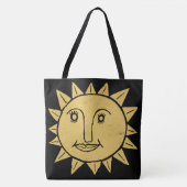 Whimsical Sunshine Black Gold Boho Pattern Tote Bag (Voorkant)