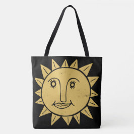 Whimsical Sunshine Black Gold Boho Pattern Tote Bag