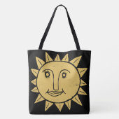 Whimsical Sunshine Black Gold Boho Pattern Tote Bag (Achterkant)