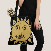 Whimsical Sunshine Black Gold Boho Pattern Tote Bag (Dichtbij)