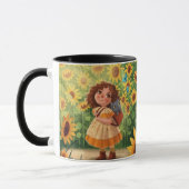 Whimsical Sunshine Girl with Cat – Kind Ones Coffe Mok (Links)