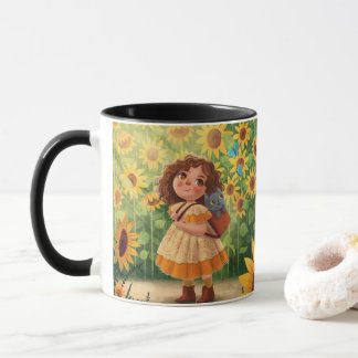 Whimsical Sunshine Girl with Cat – Kind Ones Coffe Mok