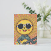 Whimsical Sunshine op gitaar spelen Briefkaart (Staand voorkant)
