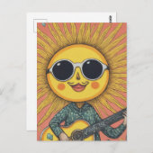 Whimsical Sunshine op gitaar spelen Briefkaart (Voorkant / Achterkant)