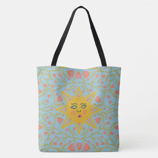 Whimsical Sunshine & Vines Boho Pattern Tote Bag (Achterkant)