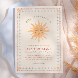 Whimsical Sunshine Vintage Zon Babyshower Kaart
