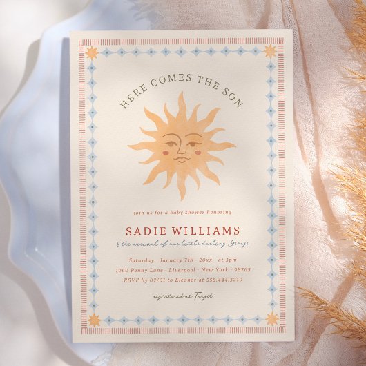 Whimsical Sunshine Vintage Zon Babyshower Kaart