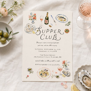 Whimsical Supper Club Dinerfeest Kaart