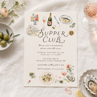 Whimsical Supper Club Dinerfeest Kaart