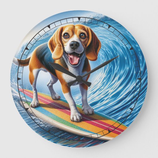 Whimsical Surfen Beagle Klok (Voorkant)