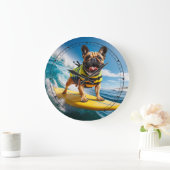 Whimsical Surfen Franse Bulldog Grote Klok (Huis)