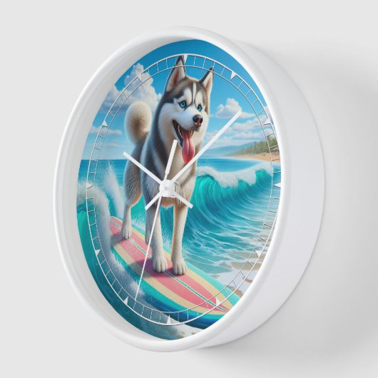 Whimsical Surfen Siberische Husky (Hoek)