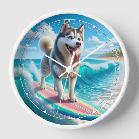 Whimsical Surfen Siberische Husky (Voorkant)