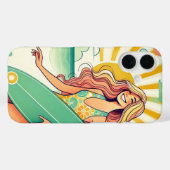 Whimsical Surfer Meisje met een Surfboard Case-Mate iPhone Case (Achterkant (horizontaal))