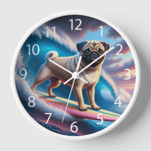 Whimsical Surfing Pug