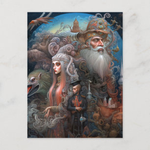 Whimsical Surreal Scene Illustratie Briefkaart