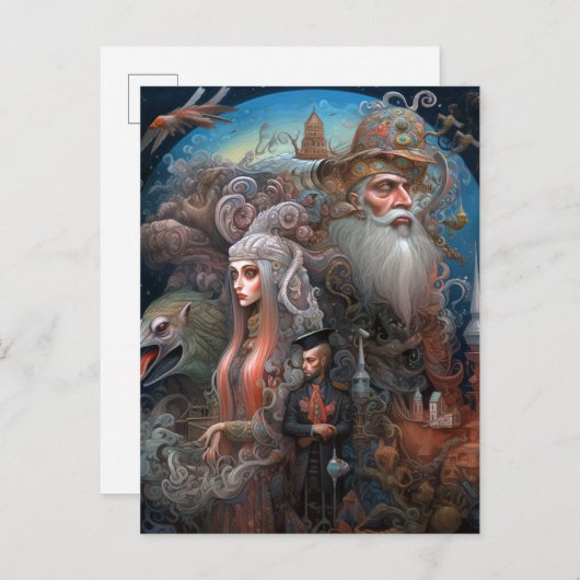 Whimsical Surreal Scene Illustratie Briefkaart (Voorkant / Achterkant)