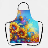Whimsical Surrealistische Zonnebloemen Schort (Voorkant)