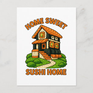 Whimsical Sushi House Foodie Cottage Briefkaart