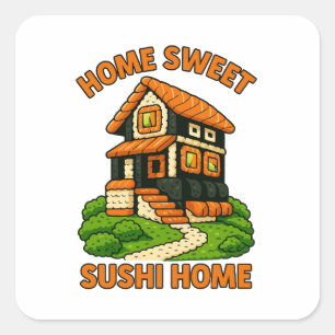 Whimsical Sushi House Foodie Cottage Vierkante Sticker