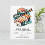 Whimsical Sushi Night bewerkbare verjaardag Kaart (Staand voorkant)