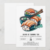 Whimsical Sushi Night bewerkbare verjaardag Kaart (Voorkant / Achterkant)