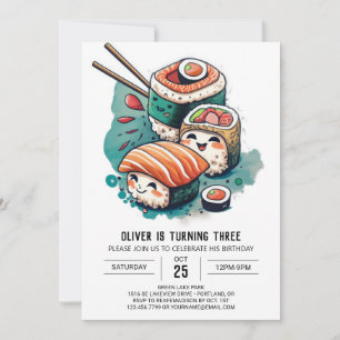 Whimsical Sushi Verjaardag Kaart