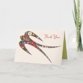 Whimsical Swallow Bird Colorful Spring Flowers Bedankkaart (Voorkant)