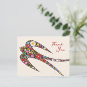 Whimsical Swallow Bird Colorful Spring Flowers Briefkaart (Staand voorkant)
