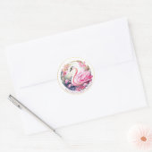Whimsical Swan Baby shower Ronde Stickers (Envelop)
