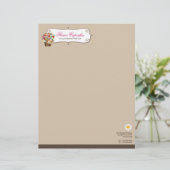 Whimsical Sweet Cupcake Spring Flowers Floral Chic Briefhoofd Ontwerp (Staand voorkant)