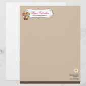 Whimsical Sweet Cupcake Spring Flowers Floral Chic Briefhoofd Ontwerp (Voorkant / Achterkant)