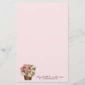 Whimsical Sweet Cupcake Spring Flowers Floral Chic Briefpapier (Voorkant)
