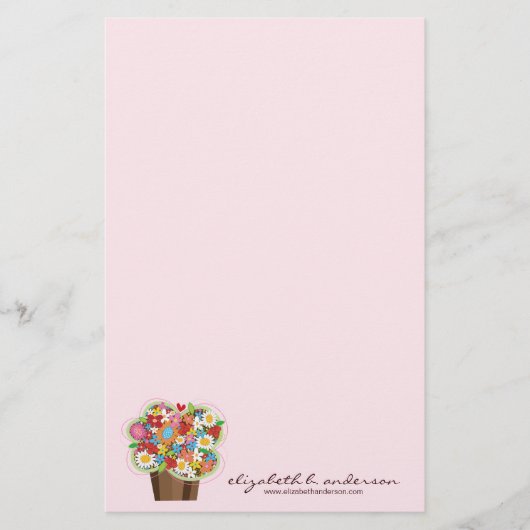 Whimsical Sweet Cupcake Spring Flowers Floral Chic Briefpapier (Voorkant)