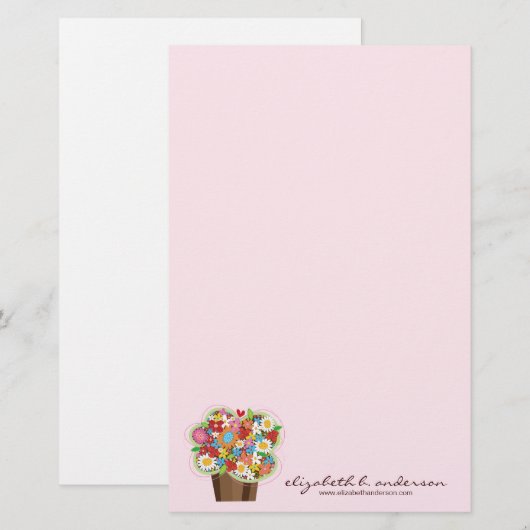 Whimsical Sweet Cupcake Spring Flowers Floral Chic Briefpapier (Voorkant / Achterkant)