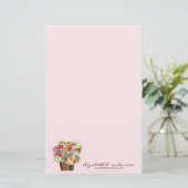 Whimsical Sweet Cupcake Spring Flowers Floral Chic Briefpapier (Staand voorkant)