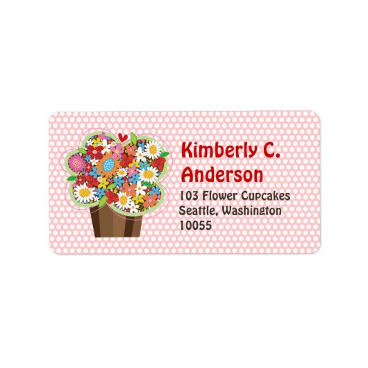 Whimsical Sweet Cupcake Spring Flowers Floral Chic Etiket (Voorkant)