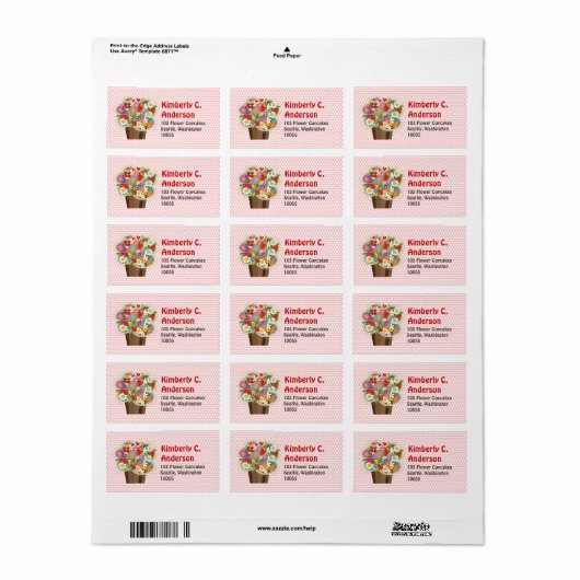Whimsical Sweet Cupcake Spring Flowers Floral Chic Etiket (Full Sheet)